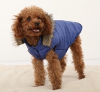 Собаки зимы собаки теплое пальто щенок толстовка одежды с меховым любимая одежда съемный шлем зимой для собак кошки синий / розовый