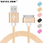 VOXLINK Красочные 1 М/2 М/3 М Нейлон Плетеный Шнур 30 pin Металла разъем Синхронизации USB Кабель для передачи данных Для iphone 4 4S 3GS iPad 1 2 3