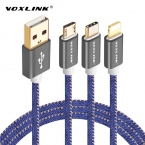 VOXLINK Джинсовые Позолоченный Micro 8pin Тип C Usb-кабель Быстрая Зарядка USB кабель для iPhone 7 6 6 s 5S 5c 4S iPadmini Samsung Xiaomi