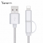 Yianerm Нейлон USB кабели для iphone 7 6 i6s i5 android 2 в 1 кабель для передачи данных