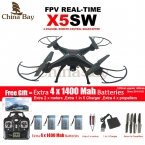 СЫМА X5SW/X5SW-1 WI-FI Drone Мультикоптер С FPV Камеры обезглавленный 6-осевой Реального Времени Вертолет Quad вертолет С 5 батареи