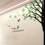 Интерьерная наклейка на стену с деревом. Материал - ПВХ. Цвет - зеленый.