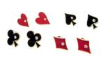 Стильные женские сережки/гвоздики в форме мастей игральных карт со стразами